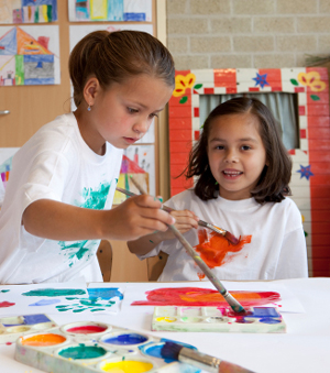 two girls painting